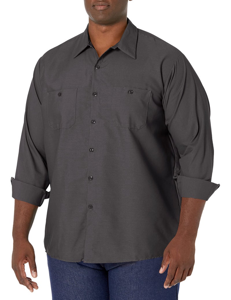 Red Kap Men's Industrial Work Shirt, Regular Fit, Long Sleeve, Charcoal, Large - Image 1